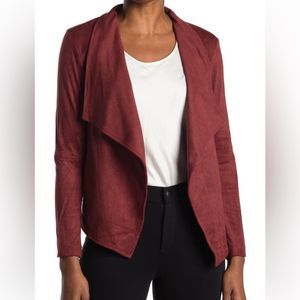 Plus Size - Marsala Red Faux Suede Drape Front Jacket - Torrid